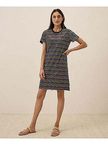 Pact La Jolla Stripe Softspun Tee Dress (view 2)
