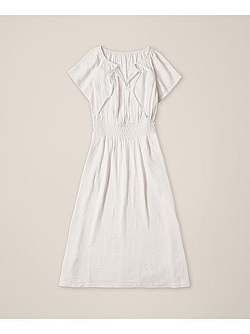 Pact Sea Salt Coastal Double Gauze Boho Midi Dress (view 1)