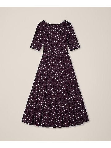 Pact Berry Polka Dot Fit and Flare Signature Scoop Dress (view 1)
