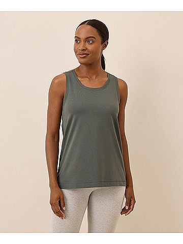 Pact Castor Green Luxe Stretch Jersey Swing Tank (view 2)