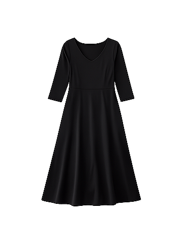 Pact Black Fit and Flare Party Midi Dress (view 1)