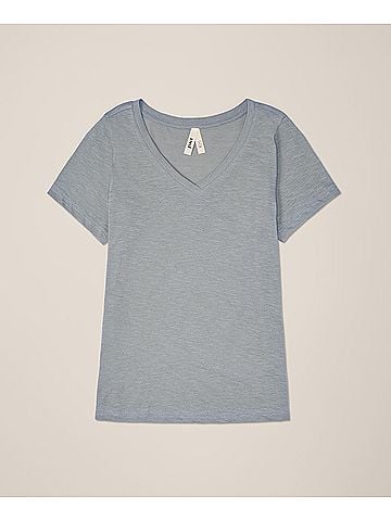 Pact Smoke Blue Featherweight Slub V-Neck Tee (view 1)