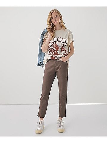 Pact Deep Taupe Stretch Twill Denim Slim Straight Pant (view 2)