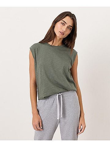 Pact Castor Green Featherweight Slub Relaxed Muscle Tee (view 2)