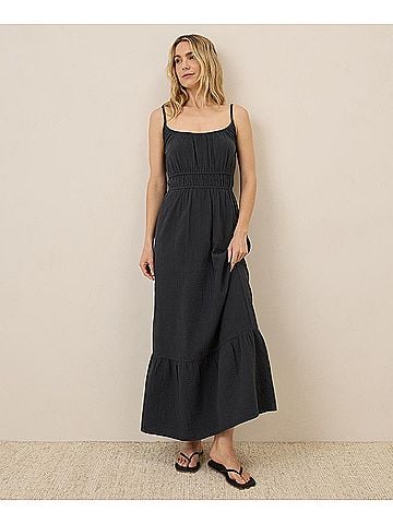 Pact Black Coastal Double Gauze Cami Maxi Dress (view 2)