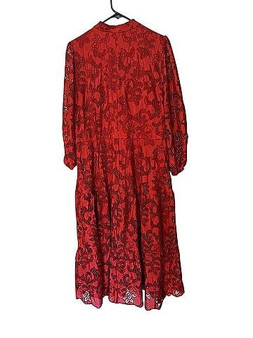 Chico's Burnout Floral Lace Cut Out Midi Dress Casual Dress (view 2)