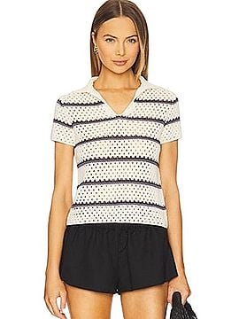 Vince. Macrame Stripe Henley Top Polo (view 1)