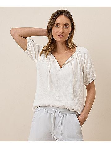 Pact Sea Salt Coastal Double Gauze Boho Popover (view 2)