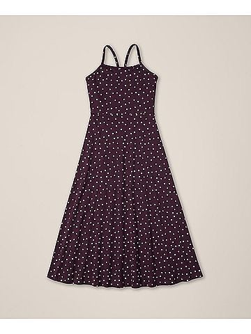 Pact Berry Polka Dot Fit and Flare Midi Dress (view 1)