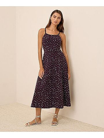 Pact Berry Polka Dot Fit and Flare Midi Dress (view 2)