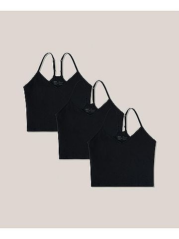 Pact Black Everyday Shelf Bra Cropped Camisole 3-Pack (view 1)