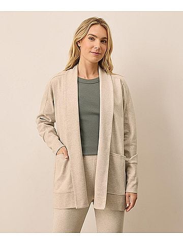 Pact Flax Heather Airplane Wrap Cardigan (view 2)