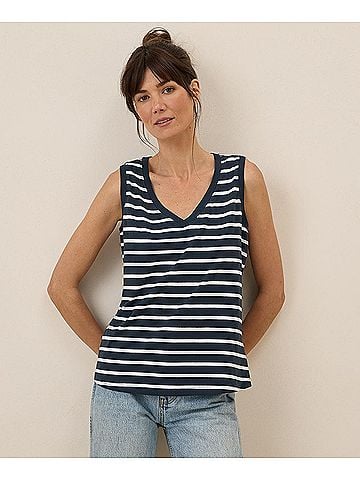 Pact Monterey Stripe Softspun V-Neck Tank (view 2)