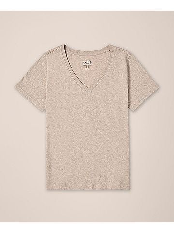 Pact Flax Heather Softspun V-Neck Tee (view 1)