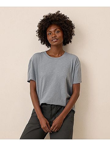 Pact Smoke Blue Featherweight Slub Relaxed Crewneck Tee (view 2)