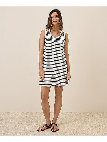 Pact Sonoma Stripe Softspun A-Line Tank Dress (view 2)