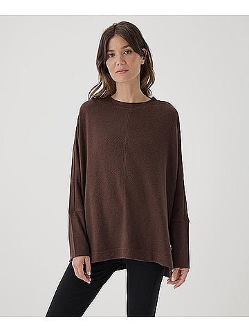 Pact Mahogany Heather Airplane Long Sleeve Poncho (view 2)
