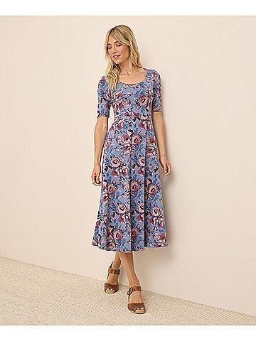 Pact Gathered Joys Fit and Flare Signature Scoop Dress (view 2)