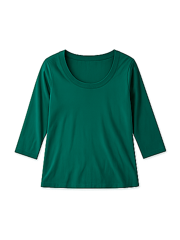 Pact Emerald Softspun Scoop Neck Three-Quarter Sleeve Tee (view 1)