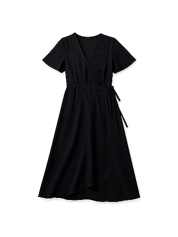 Pact Black Cafe Crepe Wrap Dress (view 1)