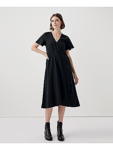 Pact Black Cafe Crepe Wrap Dress (view 2)