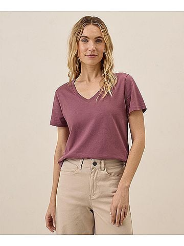 Pact Mauve Softspun V-Neck Tee (view 2)