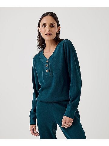 Pact Celestial Thermal Waffle Henley Pullover (view 2)