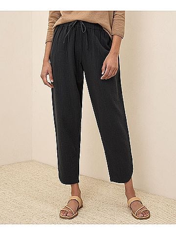 Pact Black Coastal Double Gauze Tapered Pull-On Pant (view 2)