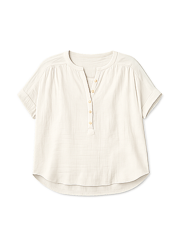 Pact Sea Salt Coastal Double Gauze Short Sleeve Popover (view 1)