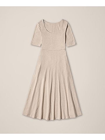 Pact Flax Heather Fit and Flare Signature Scoop Dress (view 1)