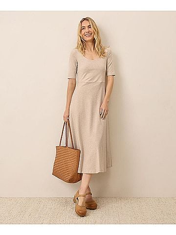 Pact Flax Heather Fit and Flare Signature Scoop Dress (view 2)