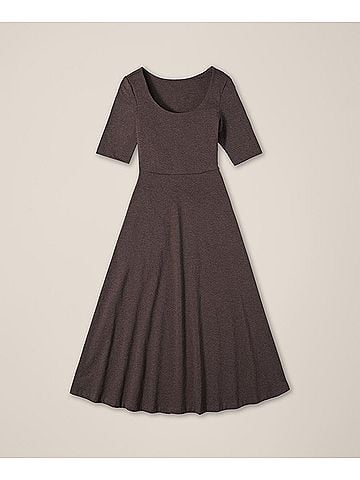 Pact Chocolate Heather Fit and Flare Signature Scoop Dress (view 1)