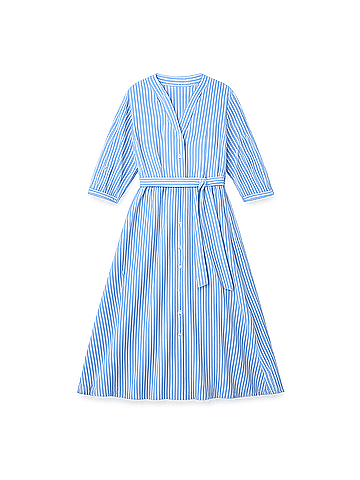 Pact Blue Bondi Stripe Sunset Lightweight Cotton Easy Dress (view 1)