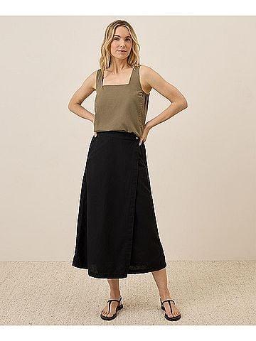Pact Black Canopy Linen Blend Wrap Skirt (view 2)