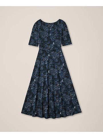 Pact Solstice Floral Fit and Flare Signature Scoop Dress (view 1)