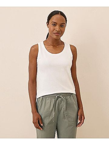 Pact White Luxe Stretch Jersey Tank (view 2)