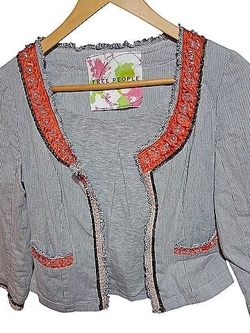 Free People Striped Cropped Blazer with Freyed Trim Blazer (view 1)