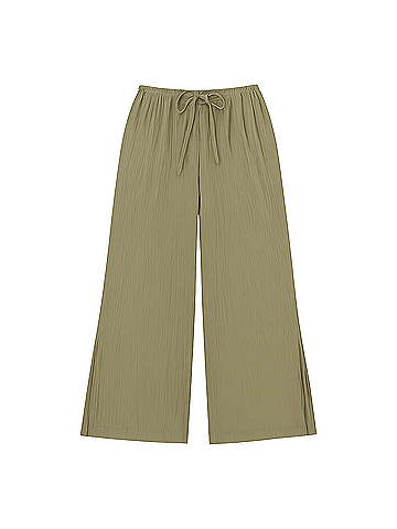 Pact Khaki Green Coastal Double Gauze Split Hem Pant (view 1)