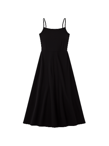 Pact Black Fit and Flare Midi Dress (view 1)
