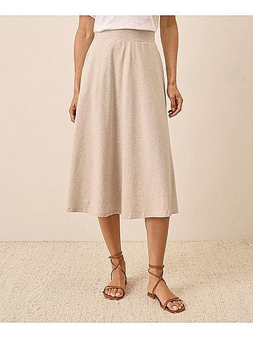 Pact Flax Heather Fit and Flare Midi Skirt (view 2)