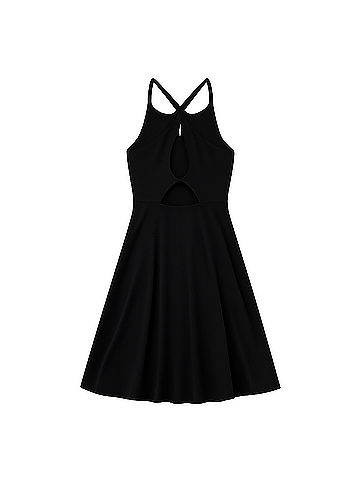 Pact Black Fit and Flare Twist Back Dress (view 1)