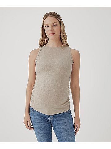 Pact Wheat Heather Maternity Everyday Tank (view 2)