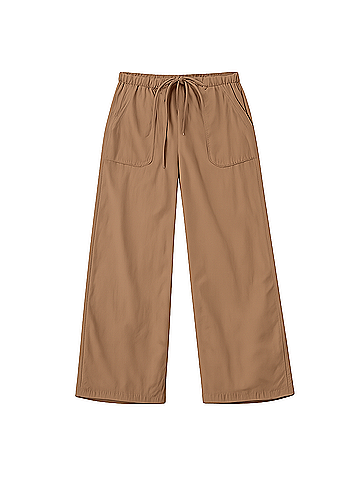 Pact Driftwood Brown Stretch Poplin Wide Leg Pant (view 1)