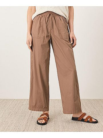 Pact Driftwood Brown Stretch Poplin Wide Leg Pant (view 2)