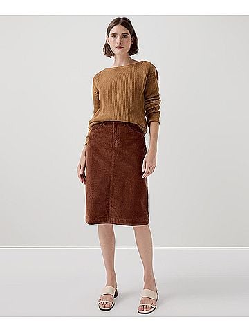 Pact Mahogany Brown Modern Corduroy Midi Skirt (view 2)