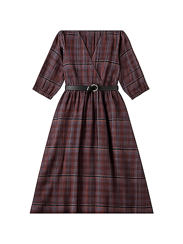 Pact Eggplant Plaid Fireside Flannel Surplice Dress (view 1)