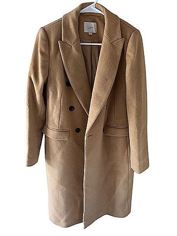 Ann Taylor LOFT Wool Blend Camel Long Pea Coat Coat (view 1)