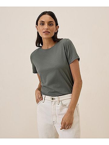 Pact Castor Green Luxe Stretch Jersey Slim Tee (view 2)