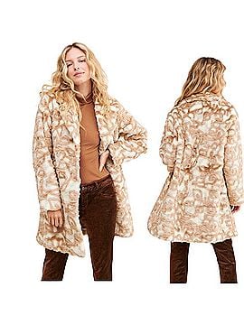 Anthropologie Abstract Floral Faux Fur Jacket 2 Faux Fur Jacket (view 1)