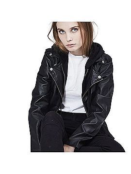 Free People Burnished Leather/Sweatshirt Moto Jacket Jacket (view 1)